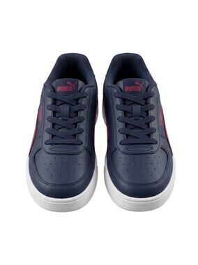 Puma boy’s 9 Smash blue white red leather sneakers 396318-07